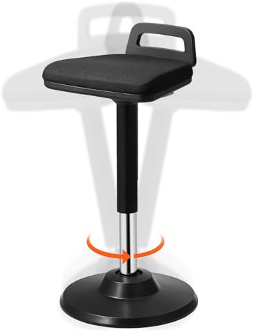 VEVOR Aktivstuhl Wackelhocker Stehhocker mit Griff, höhenverstellbar (625-875 mm), Bürohocker aus elastischem Stoff & Schaumstoff, ideal für Schulen, Büro und Zuhause, 8° Neigungswinkel, Schwarz