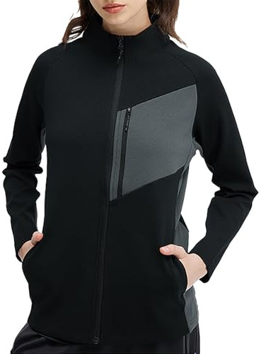 Veste De Sport Homme Femme Manches Longues Coupe-Vent Respirant Extérieur Course à Pied Fitness Chemise à Fermeture éclair Blouson Confortable Léger (Black, XXXXL)