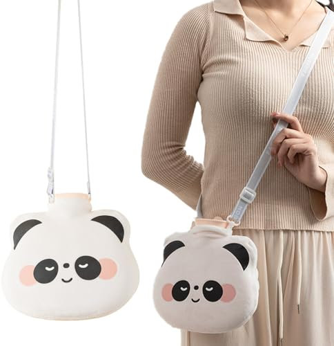 Fiyuer Bolsa de Agua Caliente 1.3 L, 3D Panda Bolsa Agua Caliente con Funda, Bolsa Caliente Menstruación Hot Water Bottle, a Prueba de Fugas y Explosiones, Extraíble para su Limpieza