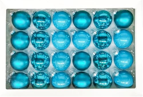Hengsong 24er Weihnachtskugeln Glas Blau,Christbaumkugeln Glas 6cm,Weihnachtsbaumkugeln,Weihnachtskugeln Blau für Christmas Decorations&Weihnachtsbaumschmuck&Christbaumschmuck