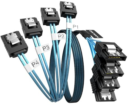 OIKWAN SATA-III Cable, 4Pcs/Set 6Gb/s -SATA Cable, 7pin Flexible SATA Cable, Straight SATA Data Cable Replacement for Bitcoin Computer-Server CD DVD Drives Raid HDD-SSD Data Cable (1.6FT)