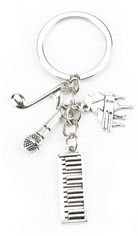 Personalisierter Schlüsselanhänger Aus Edelstahl Mit Anhängern in Form Von Klavier, Notiz Und Mikrofon, Ein Geschenk Für Frauen, Freundinnen Und Mama Zu Jedem Anlass, Geburtstagsgeschenk Für Frauen