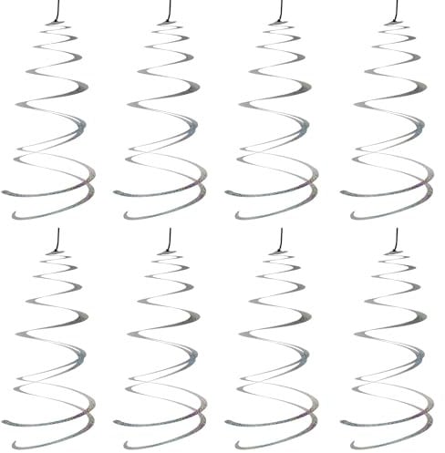 Accjzzlyn 8er Set Reflektierende Windspirale Vogelschreck Taubenabwehr Windspiel, Taubenschutz Krähen Vertreiben Spatzenabwehr Vogelabwehr für Balkon Gärten