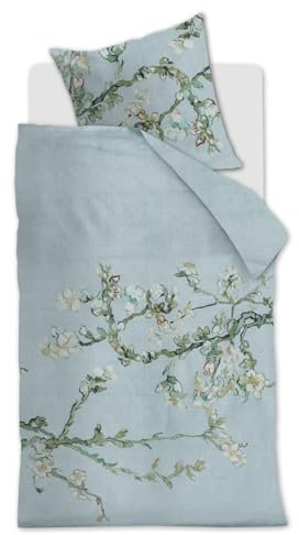 Beddinghouse x Van Gogh Museum Blossom bettwäsche-Set 2 TLG. - 135x200 - Blaugrau - Baumwollsatin - mit Reißverschluss