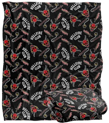 Stranger Things Hellfire Club Pattern Silky Touch Superweiche Kuscheldecke 152 x 127 cm