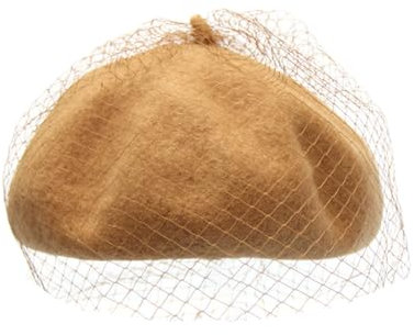 Damenhut für Herbst und Winter, warm, Wolle, Mystery-Netzschleier, elegant, für den Außenbereich