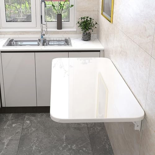 JCPQDWTD Klappbarer Wandtisch für Küche und Esszimmer, platzsparend, ausklappbarer Wandtisch mit Halterungen, Maße 90 cm x 50 cm