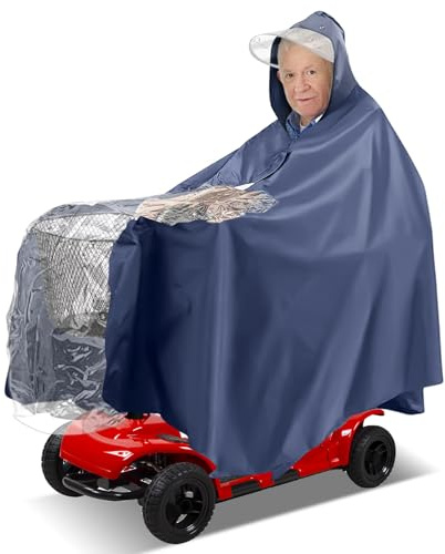 WANDGU Regenponcho für Elektrofahrzeuge mit Durchsichtigem Panel: Wasserdichter Winddichter Regencape mit Aufbewahrungstasche für Rollstühle und Mobilitätsroller Ideal für Outdoor-Aktivitäten