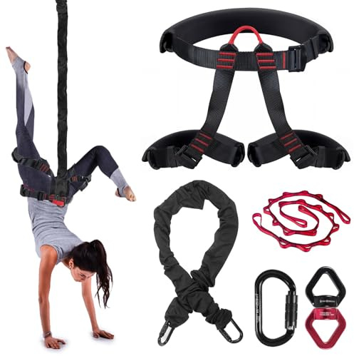 DASKING Upgraded Ariel Yoga Bungee Fitness Equipment Set, Adjustable Bungee Fitness Harness Cord Workout Equipment for Home Gym Exercise Grawyti Yoga 4D Pro Flying Sling Bungee Dance Rope Kit