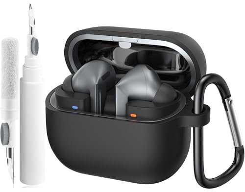 Case for Samsung Galaxy Buds 3 /Buds 3 Pro with Cleaner Pen, Silicone Protective Cover for Buds 3 Generation with Hook, Supports Wireless Charging, LED Front Visible