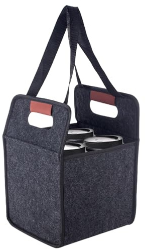 Zahoken Drink Holder, Reusable Drink Carrier, Foldable Drinks Carrier with Handle, Car Insulated Beverage Tote Bag, Foldable Tote Bag for Daily Commute Car Picnic Cruise Party Grocery Travel Takeaway