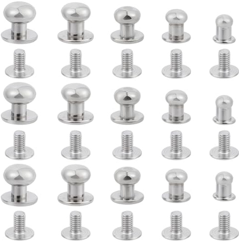 GORGECRAFT 125 Satz 5 Größen Rundkopfknopf Nietenschraube Lederniete Legierung Chicago Punk Pilzkopf Spikes Und Nieten Aufschraubbare Metall Lederhandwerksniete Zum Reparieren Und Dekorieren von Kleid
