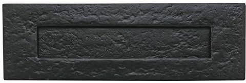 Ironmongery Solutions® Black Antique Malleable Cast Iron Letter Box Plate – 260mm x 105mm, Traditional Front Door Mail Slot Cover