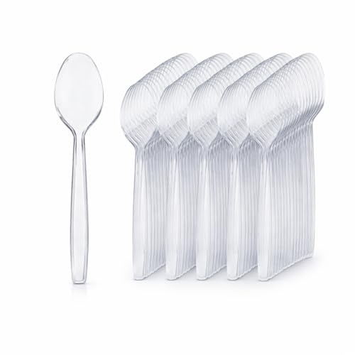 Spoon - Pack of 100 - Re - usable and Wash - able Spoons Perfect for Picnics, Parties, Camping, Catering Events & Travelling Tableware and Dinnerware