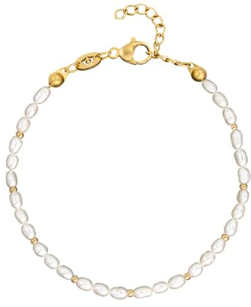 Luamaya wasserfestes Armband mit Süßwasserperlen für Damen | Edelstahl, 16 -19 cm verstellbar, hautfreundlich, kein Anlaufen, feminines Design, zum Kombinieren