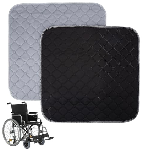 Inkontinenzunterlage Waschbar 2 Stück, Stuhlauflage Wasserdicht 50x50cm | Wasserdichte Inkontinenzunterlage für Rollstuhl, Sofa und Bett, saugfähige Sitzauflage mit rutschfester Unterseite, 50x50cm