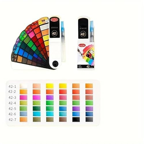 Générique Coffret de Peinture Aquarelle Solide en Forme d Éventail Pliable avec Pinceaux à Pigments Riches et Faciles Dissoudre Kit Compact Portable pour Croquis Création Intérieur