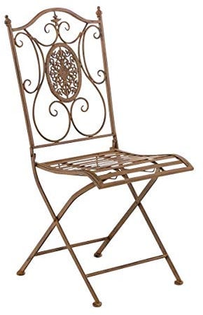 CLP Gartenstuhl Sibell im Landhausstil, aus Metall mit klappbarem Design, ideal für Terrasse oder Balkon, in 6 Farben erhältlich, Farbe:antik braun