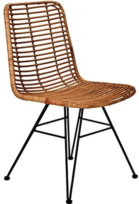 BUTLERS Hacienda Rattan-Stuhl - Schöne Sitzgelegenheit in modernem Design - Wohnideen für Küche oder Esszimmer - aus Rattan und Eisen