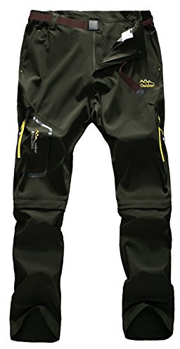 Echinodon Herren Outdoorhose Zipp Off Hose Schnelltrockende Trekkinghose Wanderhose Sommer Frühling Armeegrün Asien 5XL