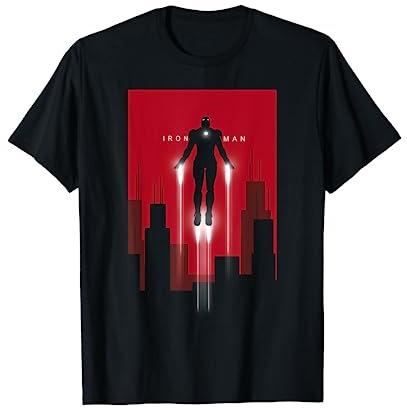 Marvel Iron Man in Flight Deco Art Style Graphic T-Shirt