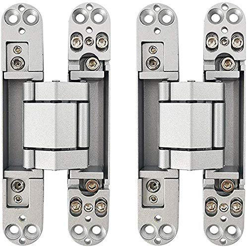 Enertai Concealed Door Hinges Heavy Duty Invisible Hidden Hinges 3-D Adjustable - 1 Pair Silver(Up to 264 Lbs)