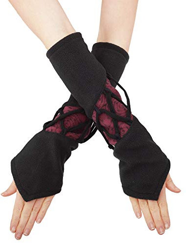 PUREWONDER Damen Armstulpen Fleece Handstulpen Design Nr. 4 Farbe Schwarz