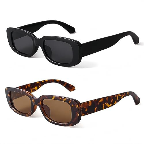 BUTABY Rechteckige Sonnenbrille für Damen, 1 Stück, braun, Medium