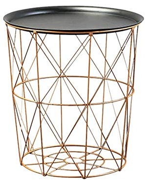 cherrypop Moderner goldener runder Drahtkorb aus Metall, Aufbewahrungskorb, Beistelltisch, Schlafzimmer, Balkon, Ecktisch, Teetisch