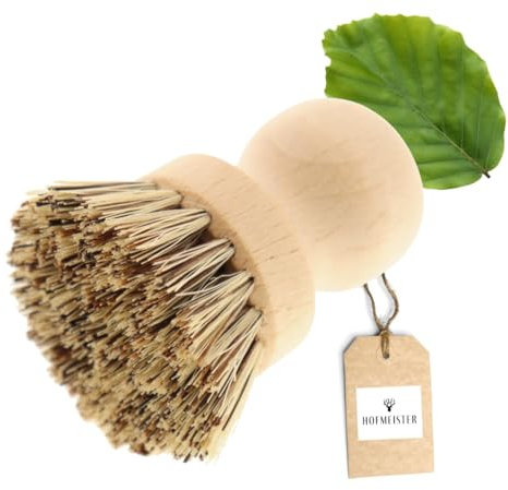 HOFMEISTER® Brosse à vaisselle en poils naturels - Brosse à vaisselle robuste et durable sans impression - Union véritable - 5 cm