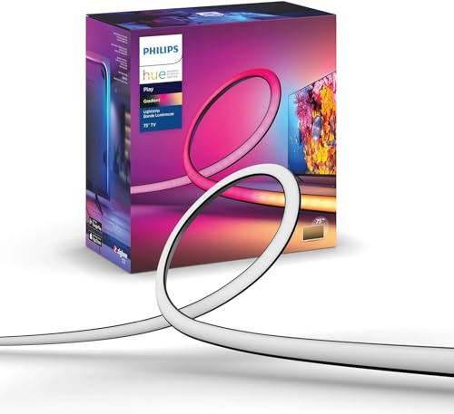 Philips Hue 75 Smart Light Strip - White and Color Ambiance LED Color-Changing TV Backlight - Sync with Television, Music, Gaming - Requires Bridge and Sync Box