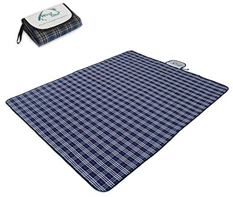 Wind Tour Waterproof Picnic Blanket with Carry Strap - Foldable Sandproof Outdoor Mat for Camping, Beach, Park - 59 x 71,Navy Blue(Single Mat)