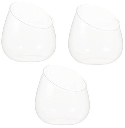 HEALLILY 3pcs Clear Slant Cut Bubble Bowl Fish Bowl Plant Terrarium Candy Jar Globe Vase Center Piece Round Flower Vase Holders for Air Plant Home Office Decor