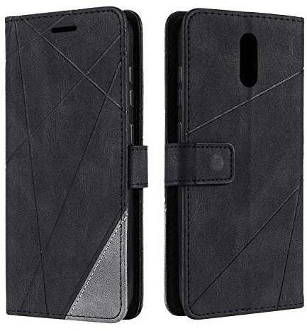 SONWO Hülle für Nokia 2.3, Premium Leder PU Handyhülle Flip Case Wallet Silikon Bumper Schutzhülle Klapphülle für Nokia 2.3, Schwarz