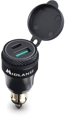 Midland MP-DIN USB-C | Ladegerät/Netzteil 12/24V mit USB-C Buchse für Motorrad, Wohnmobil