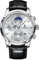 LIGE Herrenuhr | Retro Lederarmband Uhr Herren 3ATM wasserdichte Men Watch Vintage Armbanduhr Analog Leuchtend Mondphasen Design Armbanduhren Chronograph Herrenuhren mit Datum,Silber Weiß