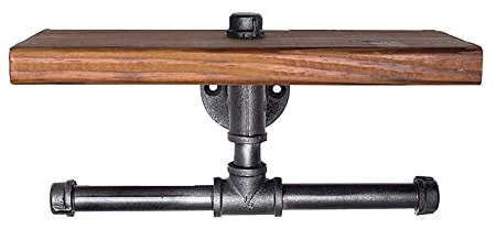 SXLSZ Toilettenpapierhalter mit Ablage Double Klopapierhalter Industrial Wandmontage Toilettenpapierhalter mit Telefonst?nder Badaccessoires, WC-Papierhalter für Badezimmer Toilette Küche