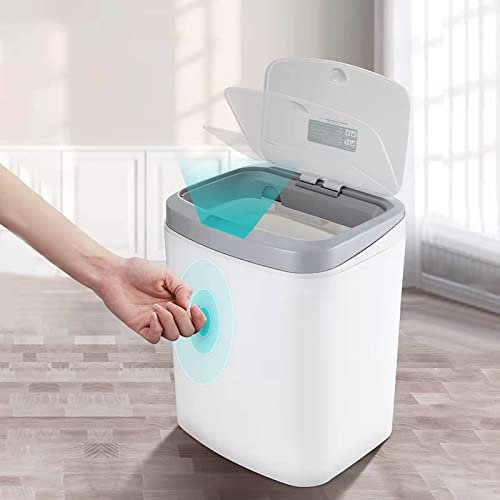 S.I.C Cubo de basura inteligente,Cubo de basura automática, con sensor de apertura inteligente y tecnología de cierre silencioso, ideal para dormitorio, baño, oficina, sala de estar, cocina (blanco)