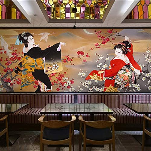 Bdwtsvoksrk 3D Japanese Retro Figures Wallpaper Mural Sushi Shop Hot Pot Themed Restaurant Wall Mural