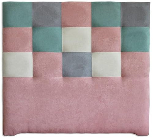 Ventadecolchones - Cabecero de Cama Tapizado en Tela Antimanchas con Capitoné Modelo Tablet Patchwork Largo de 151 x 125 cm para Camas de 135 ó 150