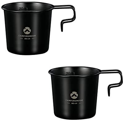 Campingmoon BKS-190-2P 2-teiliges Set aus 304 Edelstahl, klein, 210 ml, Schwarz