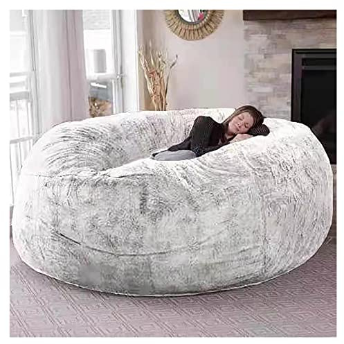 DECORN Riesiger Pelz-Sitzsack für Wohnzimmermöbel für Erwachsene, großer runder, weicher, Flauschiger Kunstpelz-Sitzsack (Keine Polsterung), fauler Schlafsofabezug（Größe: 150 * 75 cm）