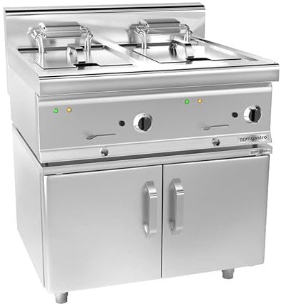 GGM Gastro | EFK66-EN#UBK66-E | Elektro Doppelfritteuse - 10+10 Liter - 18 kW - inkl. Unterbau mit 2 Türen