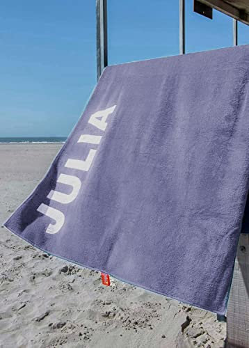 S< S< Strandtuch mit Name - personalisierte Bedrucking - XXL Saunatuch - 10 Farben - 100x200 Handtuch mit Namen aus Baumwolle (Violett)