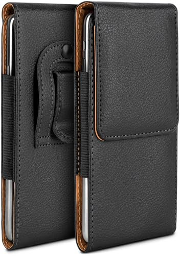moex Plug Case Compatible with Alcatel 1S (2021) / 3L (2021) Case with Belt Clip, Mobile Phone Belt Bag Made of Vegan Leather, Mobile Phone Case for Inserting, Flip Protective Case, Foldable - Black