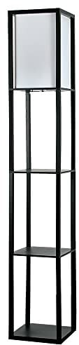 MiniSun | Black Wooden Floor Lamp with Shelves | Floor Lamps & Torchieres, Home Décor & Improvement Essential | Includes 10W GLS Bulb [3000K Warm White]