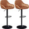 Yaheetech Bar Stools Set of 2, Height Adjustable Swivel Barstools, PU Leather Upholstered Bar Chair with Backrest, Armrests and Footrest for Home Kitchen, Brown