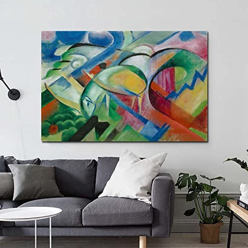 Dittelle Künstler Franz Marc Poster Vintage Leinwand Gemälde Druck Wohnzimmer Wohnkultur Kunstwerk Moderne Wandkunst Ölgemälde Poster 70x100cm Rahmenlos