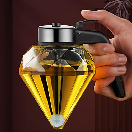 Longzhuo Dispensador de Miel y Jarabe - Botella Diamond de 200ml Con Soporte - Contenedor de Almacenamiento y Dispensador de Especias Para la Cocina