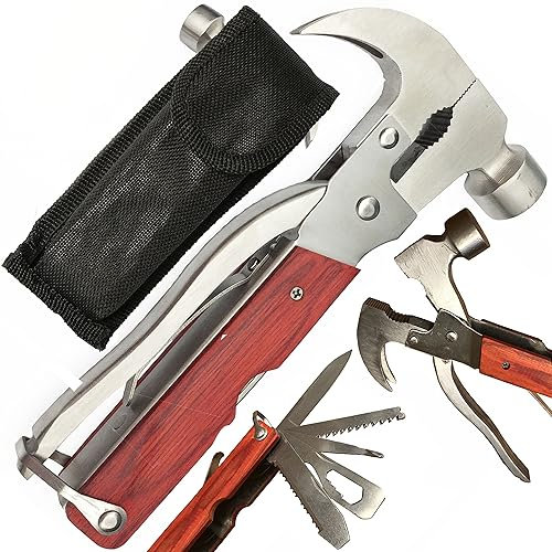 Retoo Martello Multitool, Coltello Multiuso, Regalo Papa Compleanno,Pinze, Martello Cacciavite, Apribottiglie Fischietto e Pietra Focaia Portatili, Regalo Uomo, per Campeggio, Caccia, Emergenza XXXL